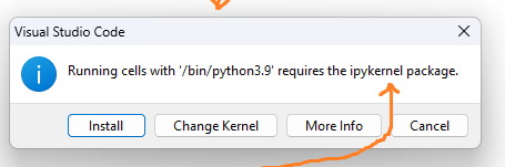 Prompt to install ipykernel