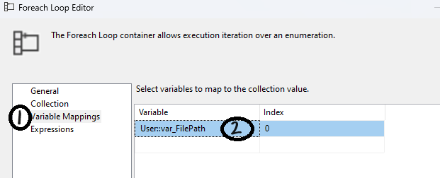 Foreach Loop Container Variable Mappings