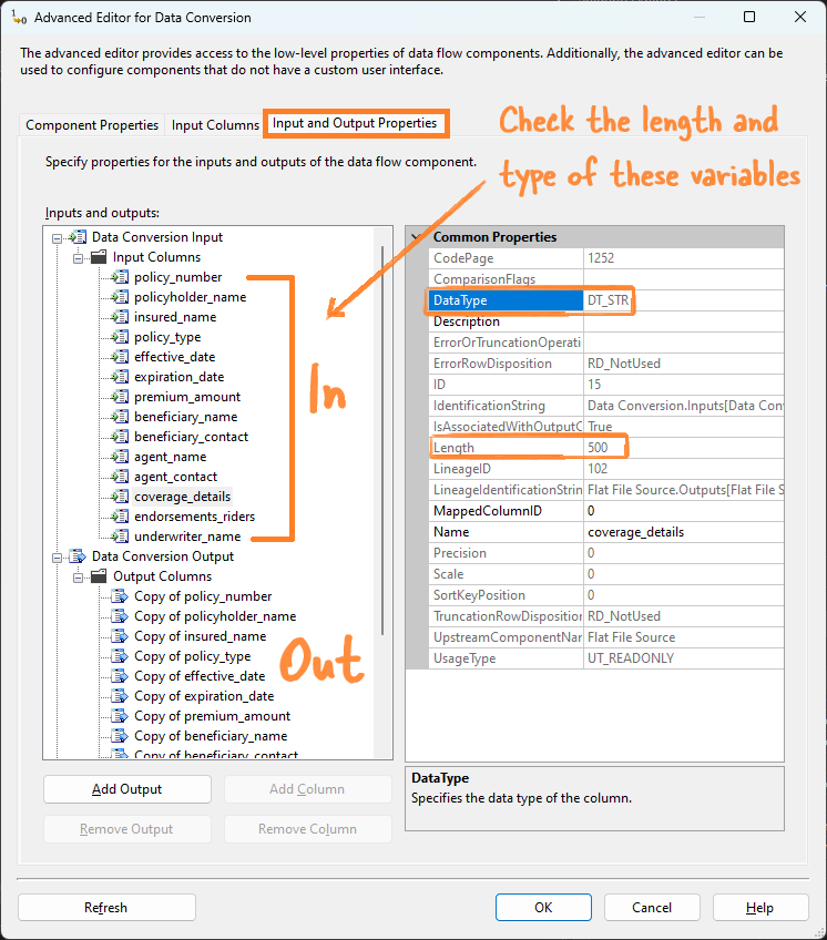 Input and Output Properties