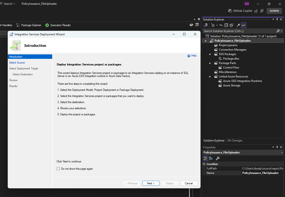 Deploy and Schedule SSIS Package