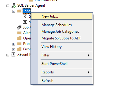 Create a New SQL Server Agent Job